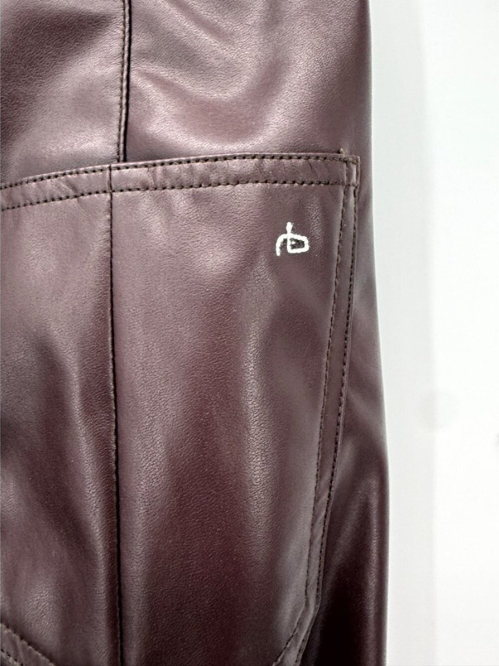 Rag & Bone Nina Vegan Leather Pull On Skinny Pants Maroon M - Picture 5 of 11